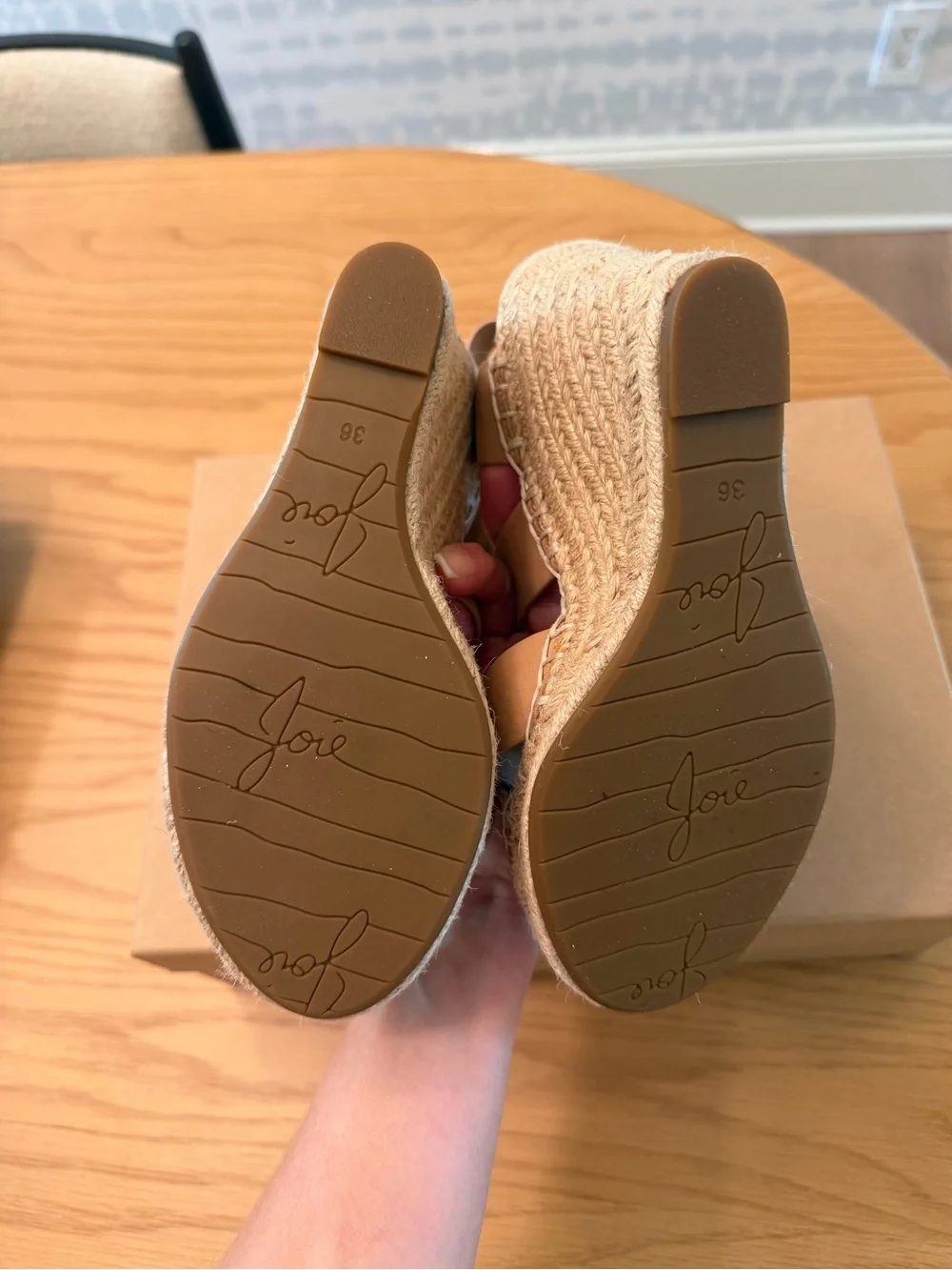 Joie Kaelyn Espadrille Wedge Sandals Powder Leather EU 36 / US 6